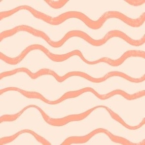 Ocean Waves Stripe - Rhythm of the Tides - Pink, Stripes, Horizontal, Tides, Hand-drawn