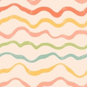 Ocean Waves Stripe - Rhythm of the Tides - Colorful, Stripes, Horizontal, Tides, Hand-drawn