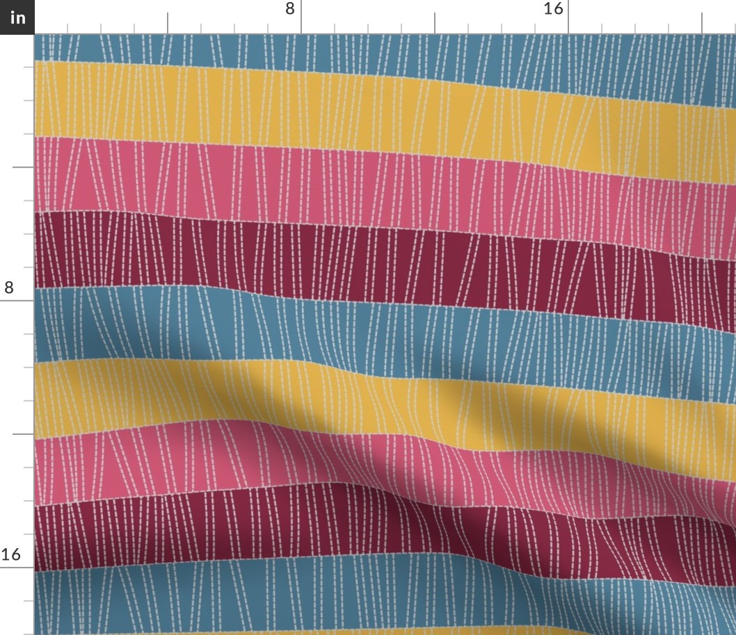 Broken Line Mod Quilted Lines and Stripes- Retro Apres Ski Palette