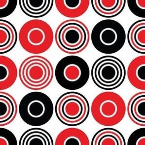 Red, Black and White Bold Geometric Circles