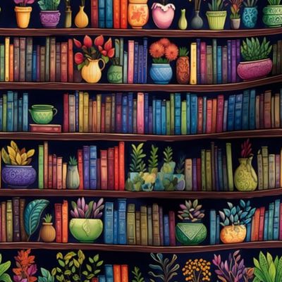Bookshelves & Potted Plants