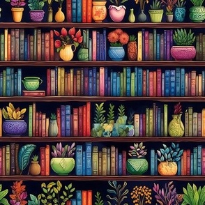 Bookshelves & Potted Plants