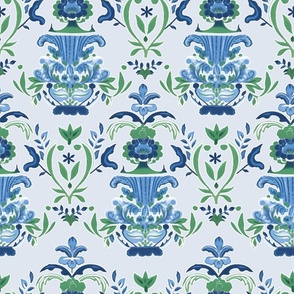 Sarah's Petal Damask - Pale Blue Wallpaper - New