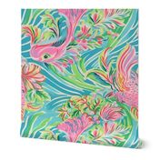 Fin-tastic Flora – Pink/Blue Wallpaper