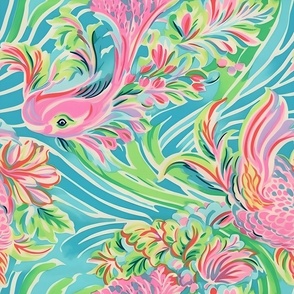 Fin-tastic Flora – Pink/Blue Wallpaper – New for 2023