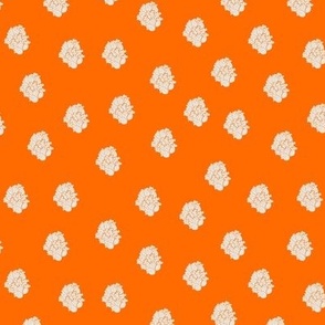 Orange floral popcorn petals cluster sprig medium coordinating spot pattern