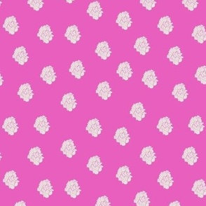 Pink floral popcorn petals cluster sprig medium coordinating spot pattern