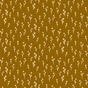 Hand Drawn Wild Woodland Tulips on Goldenrod Yellow | Small Version | Arts and Crafts Style Pattern of Scattered Blooms