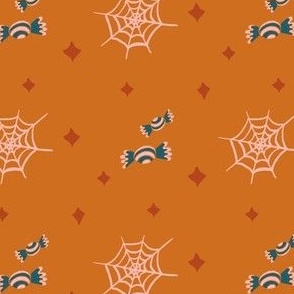 Retro Halloween - A spooky 70s-inspired design featuring Candy and Spiderswebs