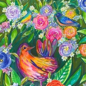 Birds in Floral Paradise 