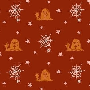 Retro Halloween - A spooky 70s-inspired design featuring Gravestones, Stars and Spiderwebs
