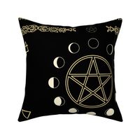 Moon Phases Pentacle and Four Elements Altar Cloth