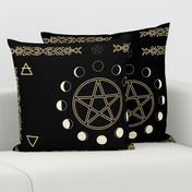 Moon Phases Pentacle and Four Elements Altar Cloth