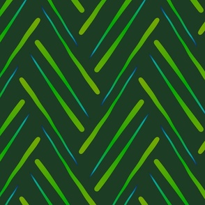 Zigzag herringbone stripes chevron green - medium