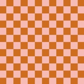 Simply Checkered in Retro Colors, Pink and Orange, Twocolored