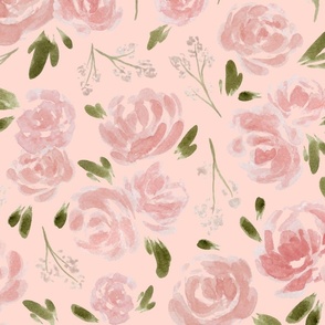 Jumbo - Sweet Blush Pink Roses - Light Pink