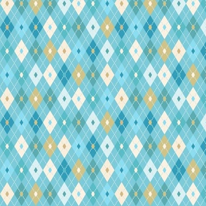 Argyle on Aqua Blue Green (Small)