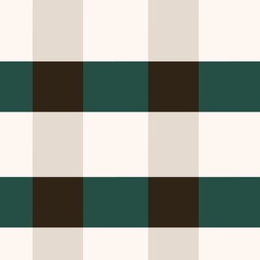 Plaid / big scale / dark green beige minimal traditional geometric checkers pattern