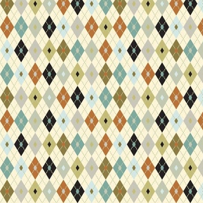 Argyle in Fall Colors on Cream (Small)