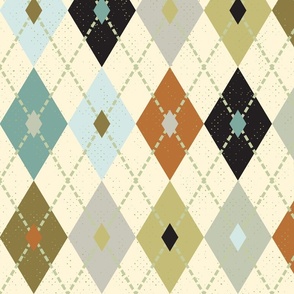 Argyle in Fall Colors on Cream (Large)