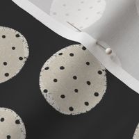 Abstract Modern Circle and Dot Pattern in Origami white and beige on tricorn Black