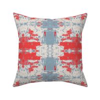 Western Blanket - abstract in red and french blue grey bison