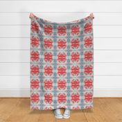 Western Blanket - abstract in red and french blue grey bison