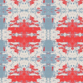 Western Blanket - abstract in red and french blue grey bison