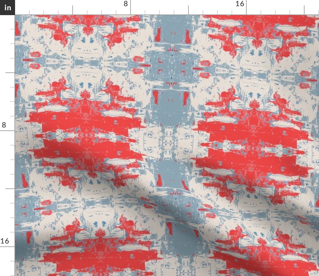 Western Blanket - abstract in red and french blue grey bison