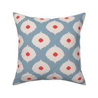 Ikat morrocan eyes -  French blue,  bisque beige  and red