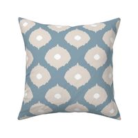 ikat morrocan eyes- French blue gray,  bisque beige and white
