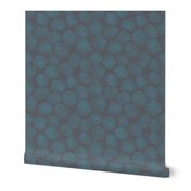 MEDIUM - Wavy circles with multiple layers - pencil line drawing for a serene look - aqua on gunmetal