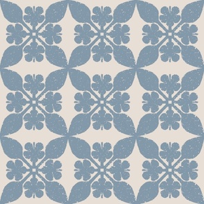  hibiscus quilt  - French blue and bisque beige