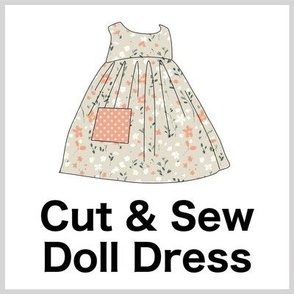 Cut & Sew Dress (Tiny Flowers Beige Orange White) on FAT QUARTER for Forever Virginia Dolls and other 1/8, 1/6 and 1/5 scale child dolls // little small scale tiny mini micro doll