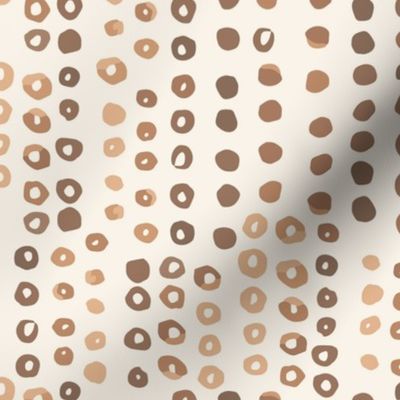 392 - Large scale  warm neutral beige brown watercolor bubbles and irregular circles, in offset irregular organic stripe formation - for home decor, curtains, pillows, table runners and wallpaper