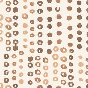 392 - Large scale  warm neutral beige brown watercolor bubbles and irregular circles, in offset irregular organic stripe formation - for home decor, curtains, pillows, table runners and wallpaper