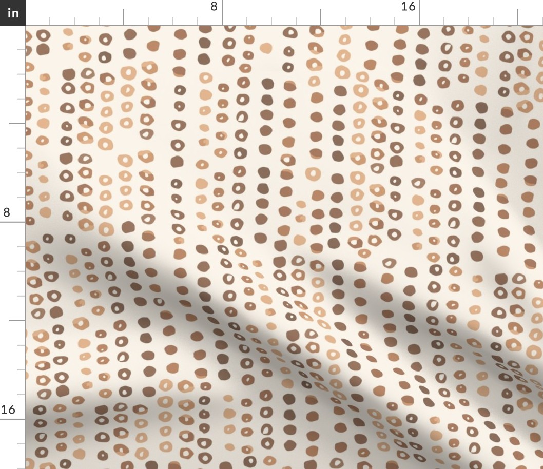 392 - Large scale  warm neutral beige brown watercolor bubbles and irregular circles, in offset irregular organic stripe formation - for home decor, curtains, pillows, table runners and wallpaper