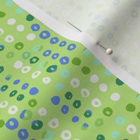 392 - $ Small scale  lime green and blue watercolor bubbles in irregular stripes- for lakeside home decor, masculine curtains, gender neutral pillows, table runners and wallpaper