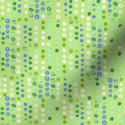 392 - $ Small scale  lime green and blue watercolor bubbles in irregular stripes- for lakeside home decor, masculine curtains, gender neutral pillows, table runners and wallpaper