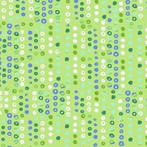 392 - $ Small scale  lime green and blue watercolor bubbles in irregular stripes- for lakeside home decor, masculine curtains, gender neutral pillows, table runners and wallpaper