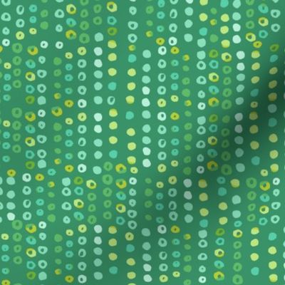392 -Small scale  watercolour bubbles and loops in emerald and lime green vertical irregular stripes - for fresh home decor, unisex curtains, pillows, table runners and wallpaper