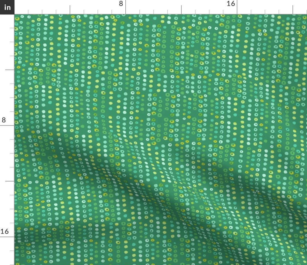 392 -Small scale  watercolour bubbles and loops in emerald and lime green vertical irregular stripes - for fresh home decor, unisex curtains, pillows, table runners and wallpaper