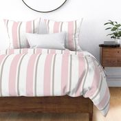 Wide Pyjama Stripe Pale Pink and Fawn