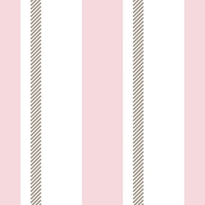Wide Pyjama Stripe Pale Pink and Fawn