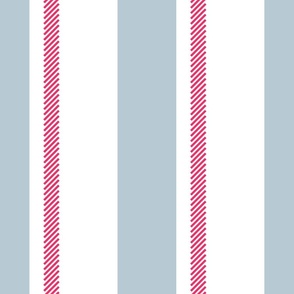 Wide Pyjama Stripe Powder Blue and Raspberry