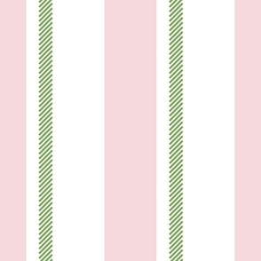 Wide Pyjama Stripe Pale Pink and Apple Green