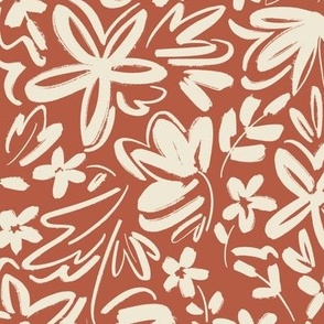 Sketchy Florals  Brown - Medium Version