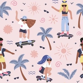 California skateboarder girls – small scale 8” repeat