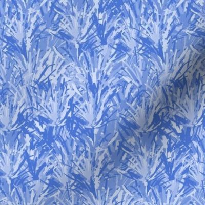 393 - Small  scale abstract monochrome cobalt royal blue watercolour reeds, for curtains, duvet covers, table cloths and apparel.