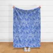 393 - Large scale abstract monochrome cobalt royal blue watercolour reeds, for curtains, duvet covers, table cloths and apparel.